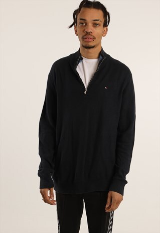 VINTAGE TOMMY HILFIGER EMBROIDERED 1/4 ZIP SWEATSHIRT