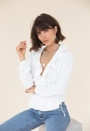 GWEN FRILL BLOUSE - WHITE