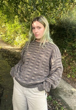 Vintage Knitted Patterned Size XL Jumper in Multi