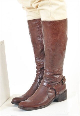 VINTAGE REAL LEATHER BOOTS IN BROWN