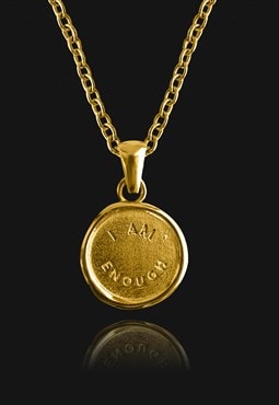 I AM ENOUGH Circular 18k Gold Plated Pendant Necklace