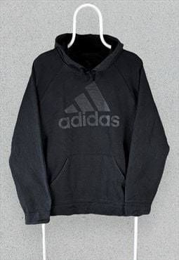 Adidas Black Hoodie Pullover Spell Out Logo Mens Medium