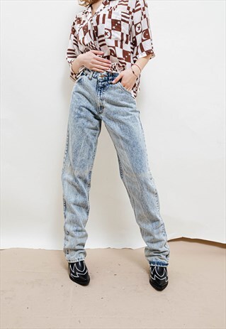 VINTAGE 90S RIFLE ACID WASH STRAIGHT FIT WOMEN JEANS W30/S