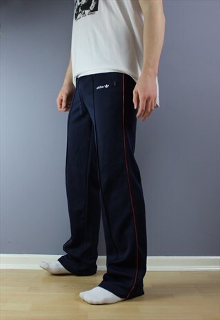 VINTAGE ADIDAS JOGGERS IN NAVY EMBROIDERED LOGO
