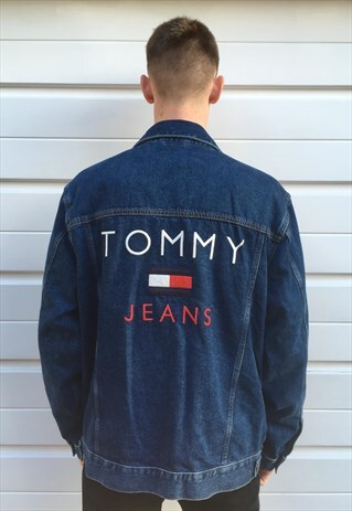 MENS TOMMY HILFIGER DENIM JACKET BLUE USA FLAG COAT BNWT