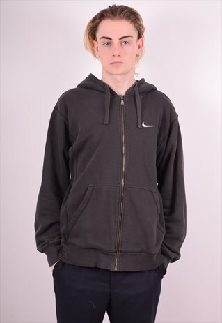 NIKE MENS VINTAGE HOODIE JACKET LARGE BLACK 90S