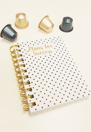 A5 BLACK AND WHITE 'PLAN FOR SUCCESS' NOTEBOOK