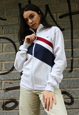 90'S STRIPED WHITE TRACK JACKET