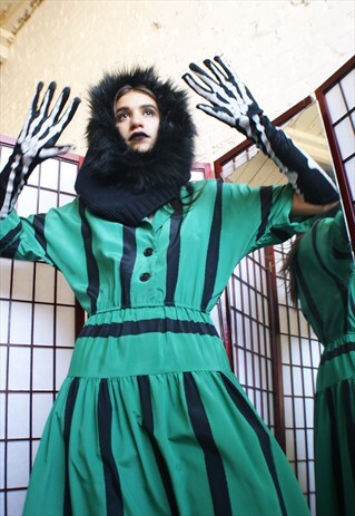 UNIQUE GREEN STRIPED DRESS