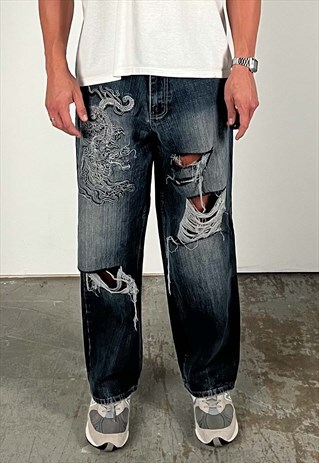 Vintage Paco Jeans Baggy Jeans Men's Dark Blue
