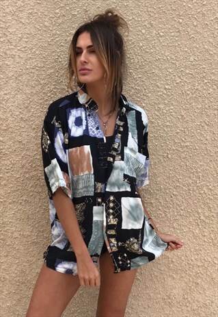 PATTERNED OVERSIZED RETRO VINTAGE UNISEX FESTIVAL SHIRT