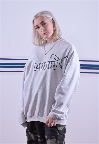 LIGHT GREY PUMA EMBROIDERED SWEATSHIRT