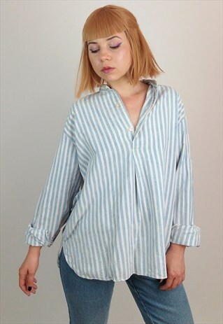 VINTAGE 80'S STRIPED OVERSIZED TUNIC BLOUSE / SHIRT/ TOP