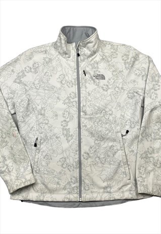 THE NORTH FACE WHITE PATTERED ZIP-UP SOFT SHELL JACKET