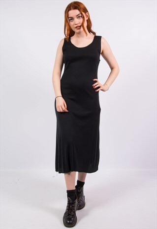 VINTAGE Y2K GRUNGE BLACK MIDI DRESS