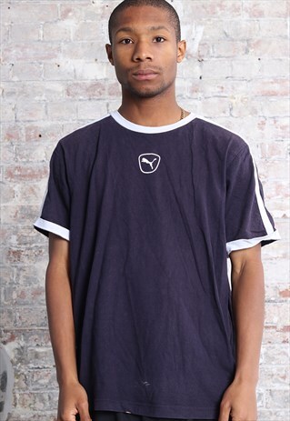 VINTAGE PUMA CENTRAL LOGO T-SHIRT NAVY BLUE