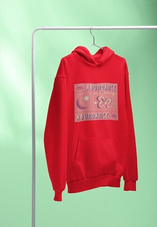 ABUNDANCE COMING SNAKE MONEY RED HOODIE RETRO