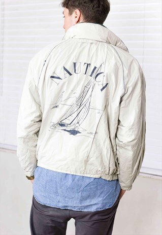 VINTAGE NAUTICA REVERSIBLE JACKET LOGO 90S L 32.3