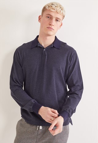 VINTAGE RALPH LAUREN LONG SLEEVE POLO TOP BLUE