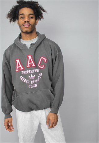 VINTAGE ADIDAS ATHLETICS CLUB GREY SPELL OUT HOODIE