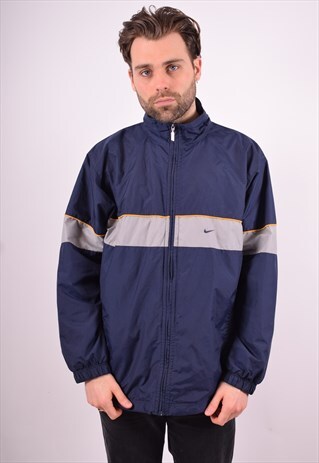 NIKE MENS VINTAGE TRACKSUIT TOP JACKET LARGE BLUE 90'S