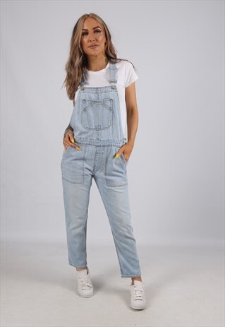 VINTAGE Y2K GAP DENIM DUNGAREES CROP SLOUCH UK 8 XS (HFFQ)