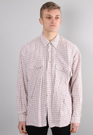 VINTAGE CHECK FLANNEL SHIRT XL