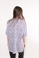 90S BOHEMIAN FLORAL BLOUSE, VINTAGE PURPLE COLOR SHIRT