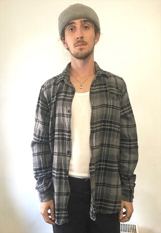 VINTAGE FLANNEL GREY CHECK SHIRT