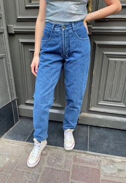 Vintage Trussardi 80s High Rise Blue Denim Cotton Jeans 
