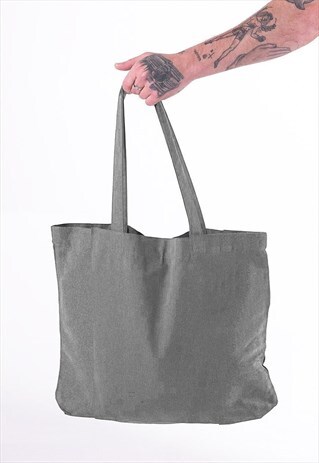 LARGE ESSENTIAL ORGANIC COTTON SHOULDER TOTE BAG - GREY