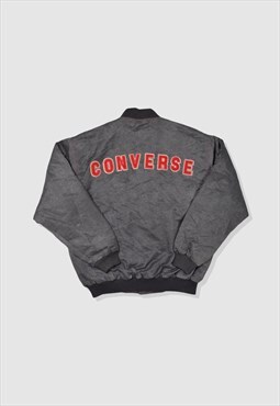 Vintage 90s Converse Embroidered Logo Bomber Jacket in Grey