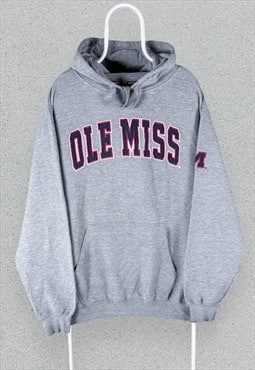 Vintage Mississippi University Grey Hoodie Ole Miss Mens XL