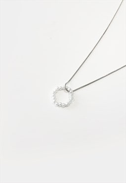 54 Floral Resin Ring Pendant Necklace Chain - Silver/White