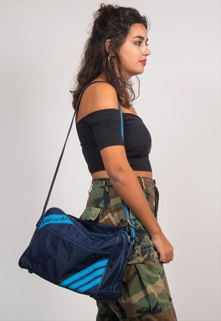 ADIDAS VINTAGE 90'S BLUE SPORTS HOLDALL SHOULDER BAG