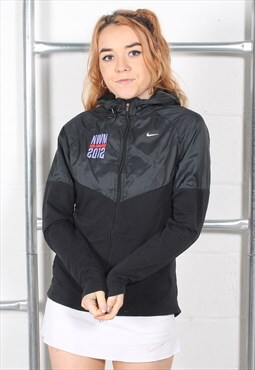 Vintage Nike Jacket in Black Windbreaker Sports Coat Medium