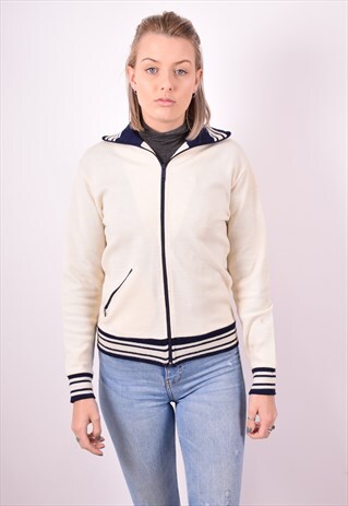 WOMENS VINTAGE TRACKSUIT TOP JACKET MEDIUM BEIGE 90S