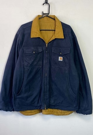 NAVY YELLOW CARHARTT REVERSIBLE JACKET XL PUFFER