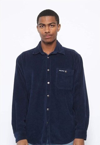 VINTAGE PEAK LOGO CORDUROY SHIRT NAVY BLUE