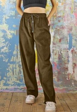 Drawstring Trousers in Celtic Brown Cord 