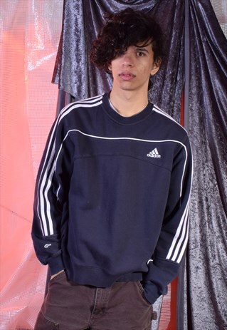 VINTAGE ADIDAS NAVY EMBROIDERED SWEATSHIRT