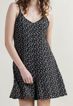 Vintage 90s Grunge Strappy V-neck Floral Viscose Playsuit M