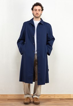 Vintage Men 70's Blue Mac Coat 