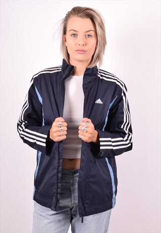ADIDAS WOMENS VINTAGE JACKET MEDIUM BLUE 90'S
