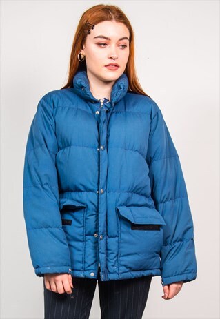 THE NORTH FACE VINTAGE 90'S BLUE THICK PUFFER COAT JACKET