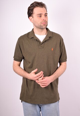 POLO RALPH LAUREN MENS VINTAGE POLO SHIRT LARGE KHAKI 90S