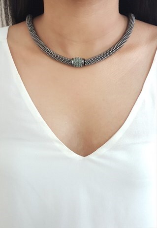 DIANA ELEGANT GUN BLACK NECKLACE