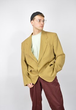 Vintage cream colour classic wool suit blazer