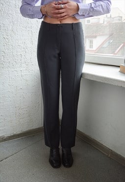 Vintage Grey Wool Straight Trousers