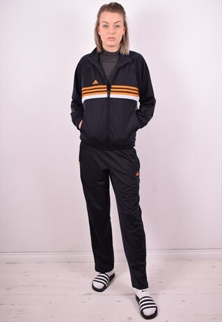 ADIDAS WOMENS VINTAGE FULL TRACKSUIT LARGE BLACK 90'S